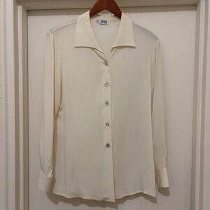Italian Women's Off White Dress Blouse Size 10